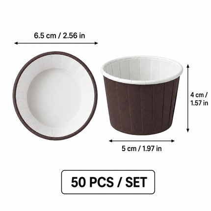 Dark Brown 50Pcs Cupcake Baking Cups 2.56in Greaseproof Paper Liners