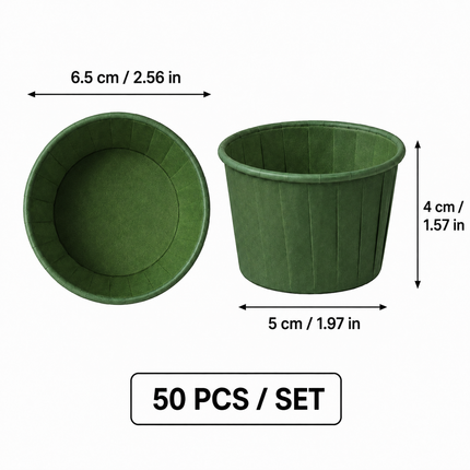 Green 50Pcs Cupcake Baking Cups 2.56in Greaseproof Paper Liners