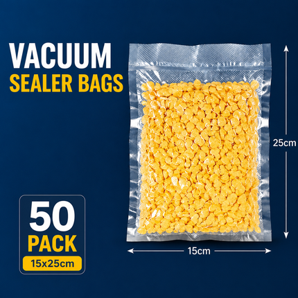 Vacuum Sealer Bags - 50 Pack, 15 x 25 cm / 5.91 x 9.84 in Embossed Food Storage Pouches for Home Vacuum Packaging