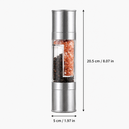 Dual Head Manual Pepper Grinder Silver Spice Mill