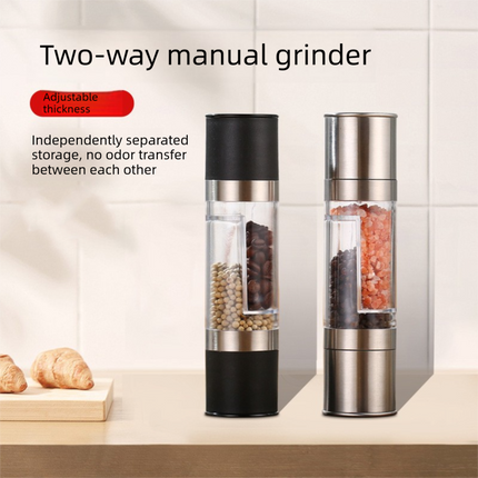 Dual Head Manual Pepper Grinder Black Spice Mill
