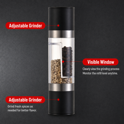 Dual Head Manual Pepper Grinder Black Spice Mill