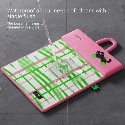 Green Foldable Pet Cooling Mat (L) - Double-Sided Summer Dog Bed Pad, Portable Cat Sleeping Mat with Carry Handle