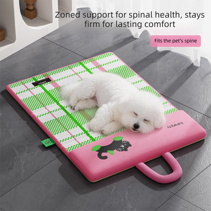 Green Foldable Pet Cooling Mat (XL) - Double-Sided Summer Dog Bed Pad, Portable Cat Sleeping Mat with Carry Handle