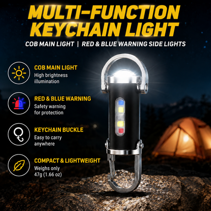 Mini Keychain Flashlight - 2 Pack Portable LED Torch with Hook, Pocket Outdoor Light