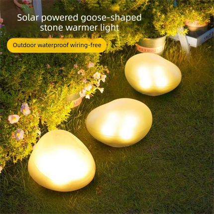 Solar Pebble Garden Light Warm light - Outdoor LED Rock Lamp with Solar Panel, Waterproof Landscape Lighting