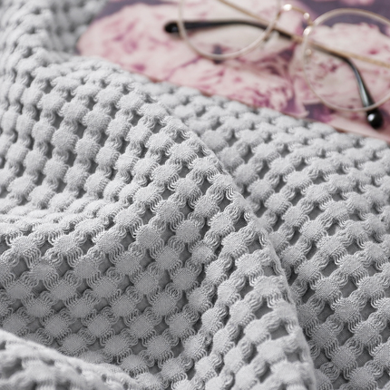 Cotton Waffle Blanket - Grey Textured Throw 110x160cm for Sofa, Office and Travel Use