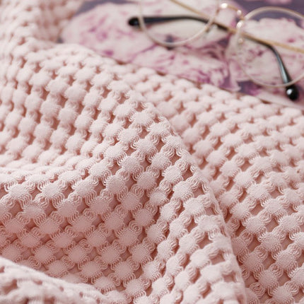 Cotton Waffle Blanket - Pink Textured Throw 150x200cm for Sofa, Office and Travel Use