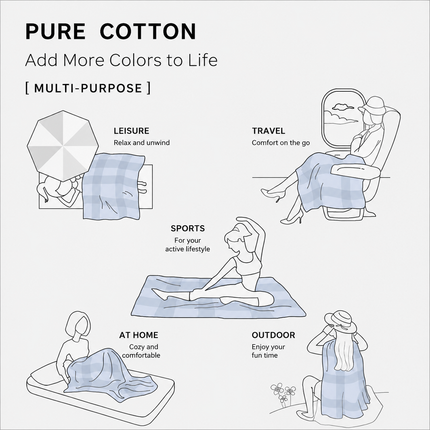 Cotton Waffle Blanket - Beige Textured Throw 110x160cm for Sofa, Office and Travel Use