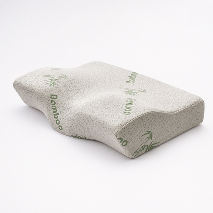 Single Butterfly Memory Foam Pillow - Ergonomic Neck Support Cushion with Removable Bamboo Fibre Cover 62x34x11/8cm for Sleeping