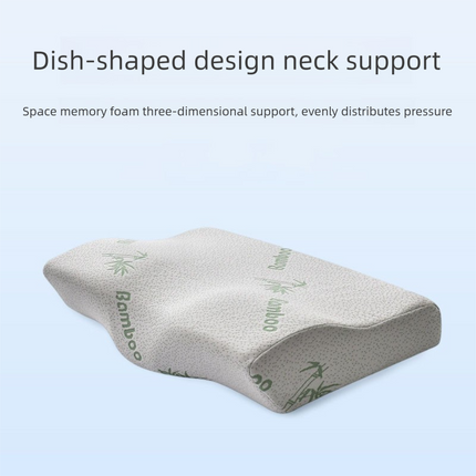 Single Butterfly Memory Foam Pillow - Ergonomic Neck Support Cushion with Removable Bamboo Fibre Cover 62x34x11/8cm for Sleeping