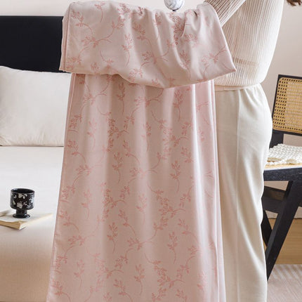 Pink Bamboo Fibre Summer Blanket - Vine Pattern Cooling Throw Blanket 150x200cm Lightweight Breathable Summer Quilt