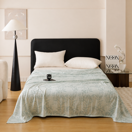 Bamboo Fibre Cooling Blanket Blue Bamboo Pattern 200×230cm for Summer Bed and Air Conditioned Rooms