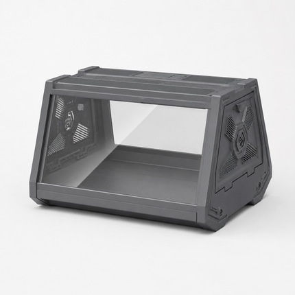 Grey Desktop Reptile Terrarium Enclosure 35X25.5X22cm with Double Door Opening and Ventilation for Small Reptiles, Amphibians and Plants