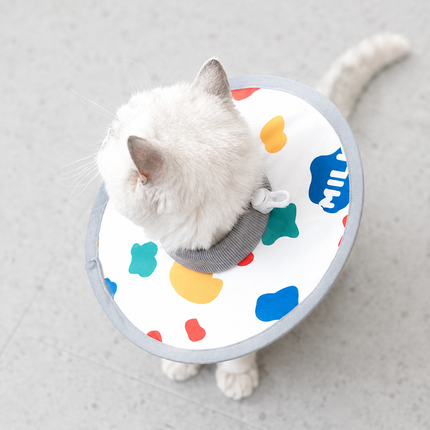 Milk Pattern Soft Waterproof Elizabethan Collar for Cats & Dogs S Size - Adjustable Anti-Licking Recovery Cone After Surgery