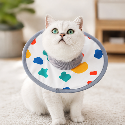 Milk Pattern Soft Waterproof Elizabethan Collar for Cats & Dogs S Size - Adjustable Anti-Licking Recovery Cone After Surgery