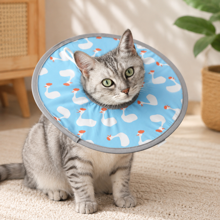 Blue Duck Soft Waterproof Elizabethan Collar for Cats & Dogs S Size - Adjustable Anti-Licking Recovery Cone After Surgery