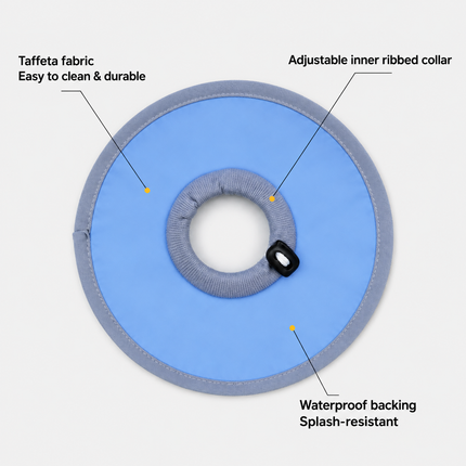 Pure Blue Soft Waterproof Elizabethan Collar for Cats & Dogs S Size - Adjustable Anti-Licking Recovery Cone After Surgery
