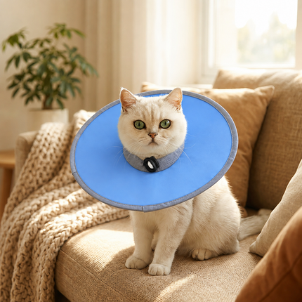 Pure Blue Soft Waterproof Elizabethan Collar for Cats & Dogs M Size - Adjustable Anti-Licking Recovery Cone After Surgery Soft Waterproof Elizabethan Collar for Cats & Dogs M Size - Adjustable Anti-Licking Recovery Cone After Surgery