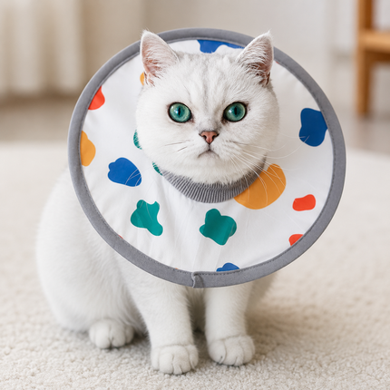 Milk Pattern Soft Waterproof Elizabethan Collar for Cats & Dogs L Size - Adjustable Anti-Licking Recovery Cone After Surgery