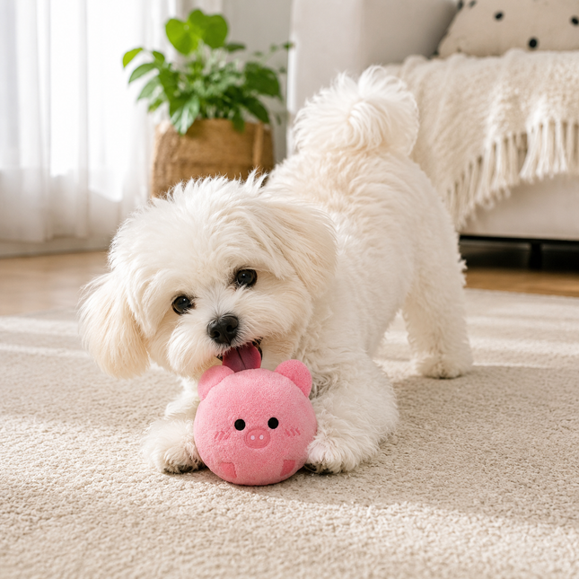 2-Piece Pink Pig Squeaky Ball Dog Toy Set with TPR Thorn Ball Inside – product detail