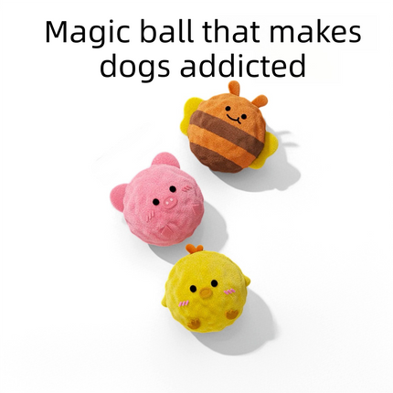 2-Piece Pink Pig Squeaky Ball Dog Toy Set with TPR Thorn Ball Inside - Soft Plush Pet Chew Toys for Dogs & Cats
