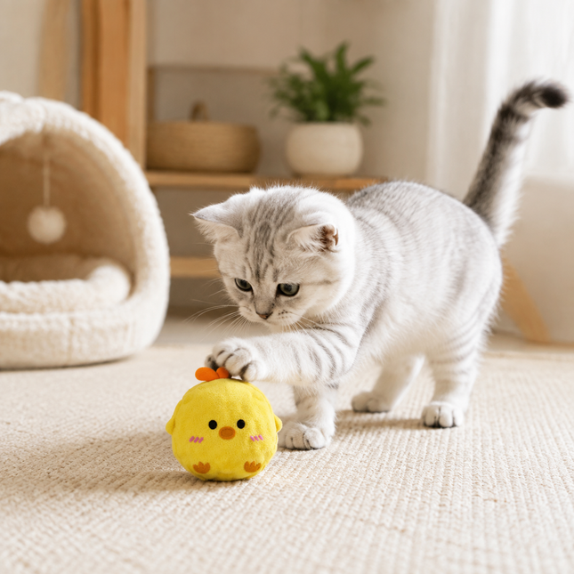 2-Piece Yellow Chick Squeaky Ball Dog Toy Set with TPR Thorn Ball Inside – product detail