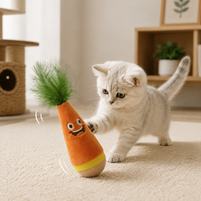 Interactive Feather Wobble Cat Toy