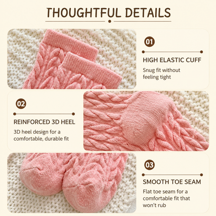 Cable Knit Mid-Calf Socks for Women - 5 Pairs - Stretch Cuff Slouch Style Blue