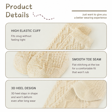 Diamond Knit Mid-Calf Socks for Women, Retro Textured Crew Style with Elastic Cuff, 8 Pairs