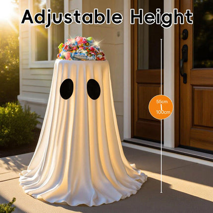 Halloween Ghost Candy Bowl Decoration with Water-Fill Base and Warm LED Battery Box Light