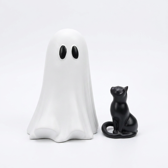 Ghost Cat Halloween Decoration (Large Size C)- Cute Desktop Ornament for Party Decor, Home Display and Seasonal Decoration