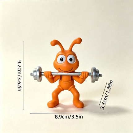 Cartoon Ant Figurine Desk Decor- Weightlifting Ants-Home Office Desk Decoration, Stress Relief Gift and Creative Workspace Accessory