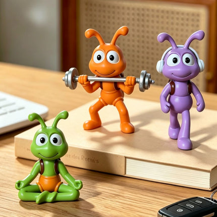 Cartoon Ant Figurine Desk Decor-  Meditating Ants -Home Office Desk Decoration, Stress Relief Gift and Creative Workspace Accessory