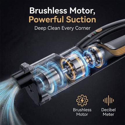 (Black and gold)Cordless Handheld Vacuum Cleaner - 2 in 1 Blow and Suction - Cyclone Dust Cup, Car and Home Use