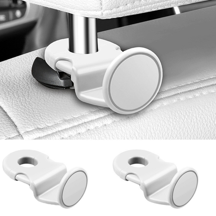 White Car Headrest Hooks, 4 Pack ABS Seat Back Hangers for Bags, Umbrellas, and Groceries