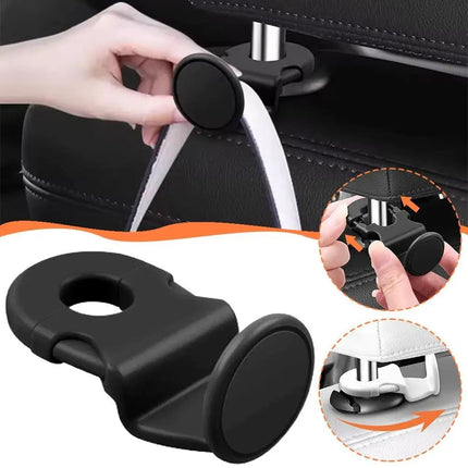 Apricot Car Headrest Hooks, 4 Pack ABS Seat Back Hangers for Bags, Umbrellas, and Groceries