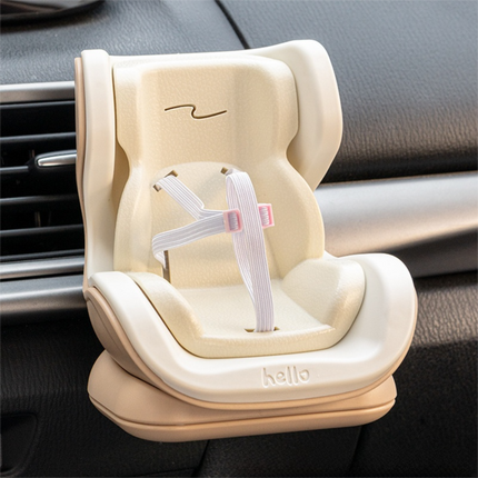 Brown Mini Doll Safety Seat with Magnetic Base, Car Dashboard Plush Toy Holder Decoration