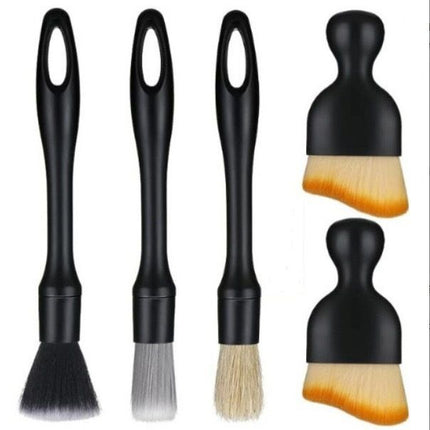 5-Piece Set Car Detailing Brush Set - Soft Bristle Interior Cleaning Brushes for Car Dashboard, Air Vents, Wheels and Hard to Reach Areas