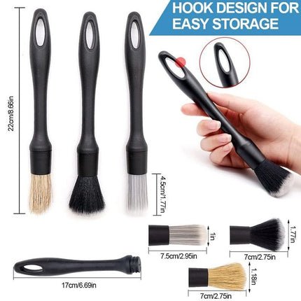4-Piece Set Car Detailing Brush Set - Soft Bristle Interior Cleaning Brushes for Car Dashboard, Air Vents, Wheels and Hard to Reach Areas