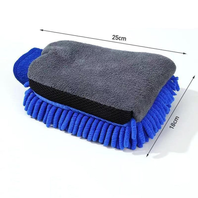 2 Pair Blue Chenille Car Wash Mitts