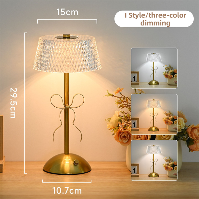Creative Rechargeable Bow Table Lamp with Pleated Fabric V888-ELOSUNG55006