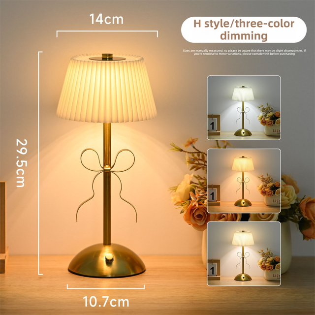 Creative Rechargeable Bow Table Lamp with Pleated Fabric V888-ELOSUNG55007