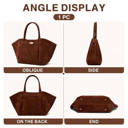 Brown Women's Wings Shape New York Slouchy Tote Bag (61 x 13 x 29CM) - Soft Textured PU, Oversized Dumpling Shoulder Handbag with Magnetic Closure, Organised Pockets and Metal Feet