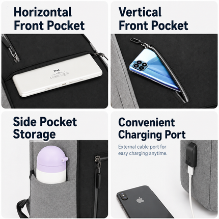 3-Piece Blue and Black Set Large Capacity Waterproof Business Travel Backpack + Crossbody Bag + Coin Purse with 16 Inch Laptop Padded Compartment, Muti Pockets & USB Charging Port