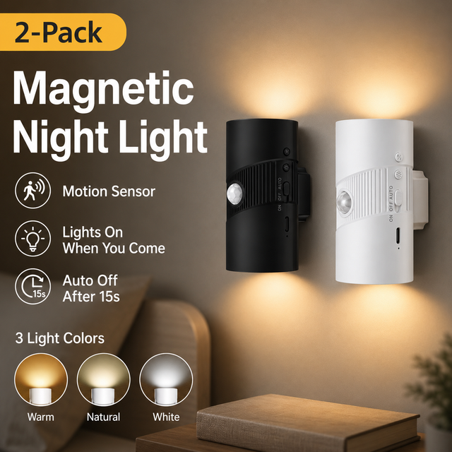 2-Pack Black and White Rechargeable Magnetic Dual Direction Wall V888-ELOSUNG55037