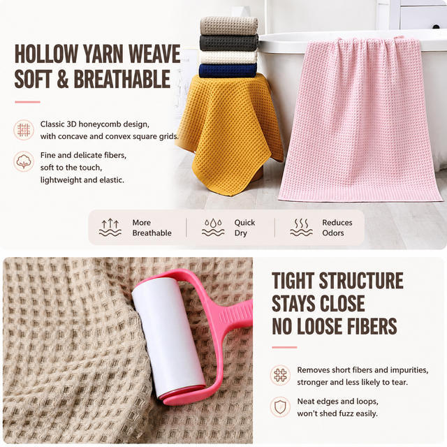 5 Piece Pink Waffle Weave 100 Percent Cotton Towel – product detail