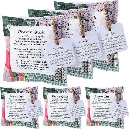 6-Piece Pocket Prayer Quilts with Cross Inside (Style 2) - Mini Cloth and Cotton Cross Keepsakes, Compact Christian Encouragement Gifts for Church, Easter, Weddings and Care Visits