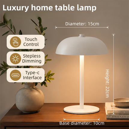 White Metal Mushroom Table Lamp with Top Touch Control 3 Colour Mode & Stepless V888-ELOSUNG55073