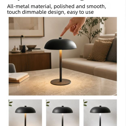 White Metal Mushroom Table Lamp with Top Touch Control 3 Colour Mode & Stepless – design and finish
